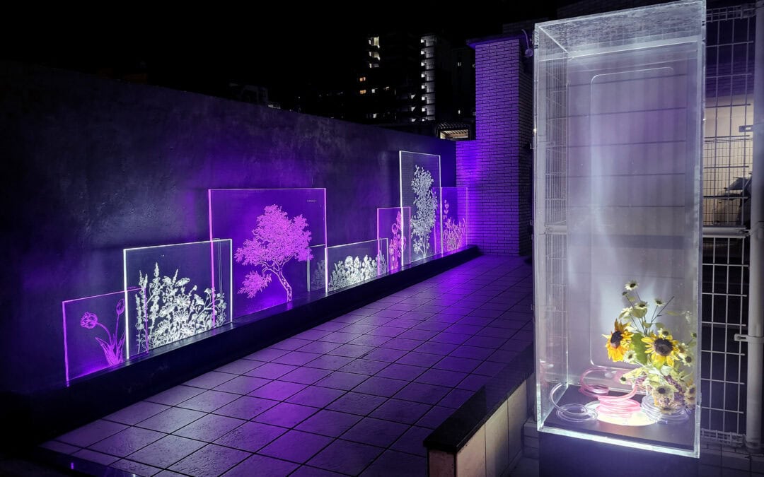 Acrylic Art Panels Adorning the Outdoor Entrance of a Luxury Apartment in Hakata